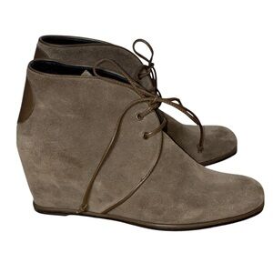 Stuart Weitzman Kalahari Ankle Wedge Nappa Leather Suede Boots Booties Shoes